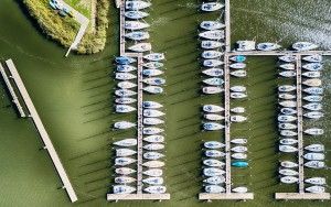 Top-down drone picture of Oostvaardersdiep marina