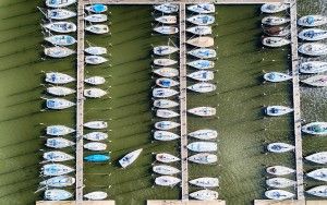 Top-down drone picture of Oostvaardersdiep marina