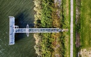 Top-down drone picture of a jetty