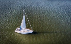 Lonely sailing boat from my drone