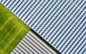 Abstract drone picture of glasshouses