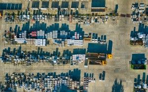 Top-down drone picture of garden material