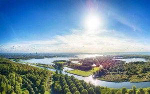 Panorama picture of a river junction