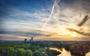 Very calm sunset by drone