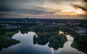 Sunset over lake Leeghwaterplas from my drone