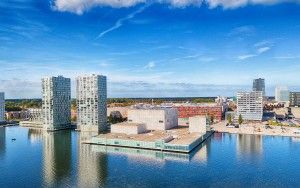 Almere city centre by drone on a nice day