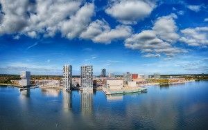 Drone panorama of Almere city centre