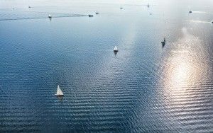 Boats on lake Gooimeer, from my drone