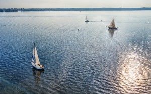 Sailing boats on lake Gooimeer from my drone