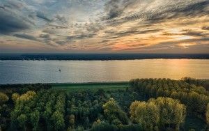 Autumn sunset of lake Gooimeer