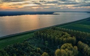 Sunset autumn picture of lake Gooimeer