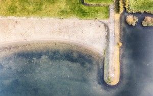 Top-down drone picture of a beach