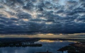 Dark clouds during sunset