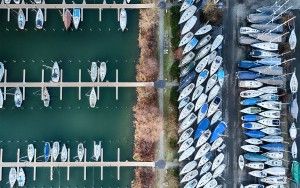 Drone top-down of Muiderzand marina