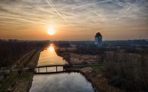 Drone sunset at Almere castle