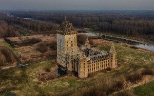 Evening drone picture of Almere Castle