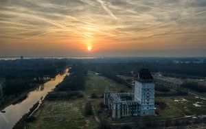 Sunset from my drone at Almere Castle