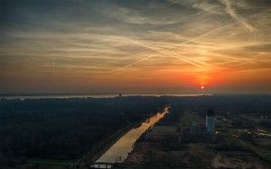 Orange sunset at Almere Castle