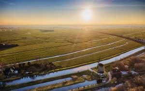 Sunset picture of fields near Weesp