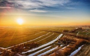 Drone sunset over Meermolen de Onrust