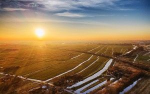 Drone sunset near Weesp and Muiderberg