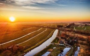 Drone sunset picture of Meermolen de Onrust