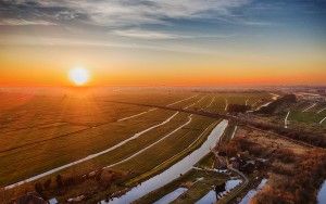 Drone sunset picture of windmill Meermolen de Onrust