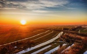 Drone sunset over Meermolen de Onrust