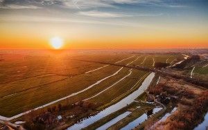 Typical Dutch sunset landscape from my drone