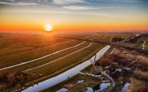 Drone sunset picture of Meermolen de Onrust