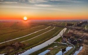 Drone sunset picture of Meermolen de Onrust