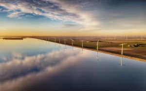 Drone picture of the windmills on Eemmeerdijk