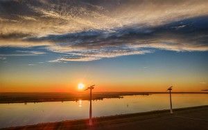 Windmills during sunset, as seen from my drone