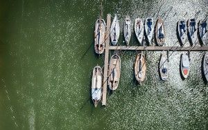 Top-down Muiden of Muiden marina