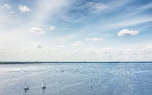 Sailing boats on lake Gooimeer