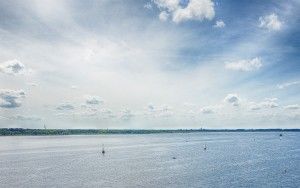 Sailing boats on lake Gooimeer