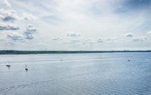 Sailing boats on lake Gooimeer