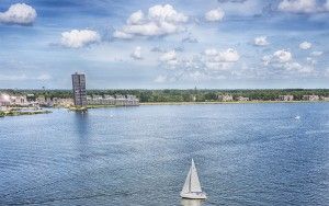 Sailing boats on lake Gooimeer