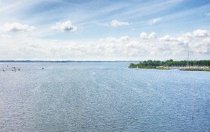 Sailing boat on lake Gooimeer