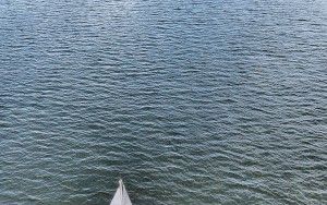 Sailing boat on lake Gooimeer