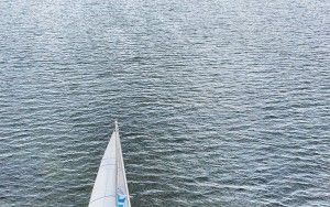 Sailing boat on lake Gooimeer