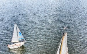 Sailing boats on lake Gooimeer