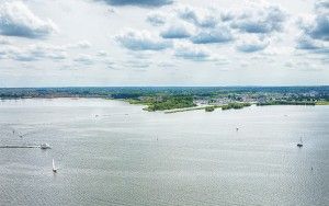 Sailing boats on lake Gooimeer