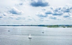 Sailing boats on lake Gooimeer