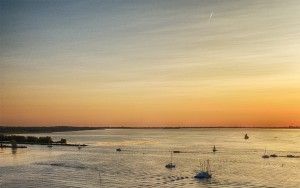 Warm sunset at lake Gooimeer from my drone