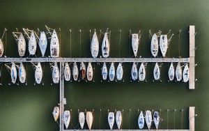 Top-down drone picture of Oostvaardersdiep marina