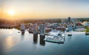 Almere city centre panorama by drone