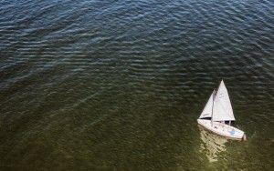 Sailing boat by drone