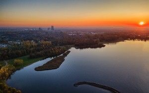 Lake Noorderplassen during sunset