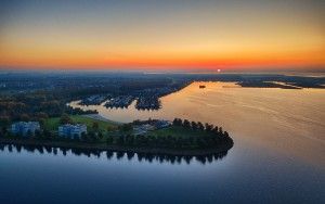 Lake Noorderplassen during sunset